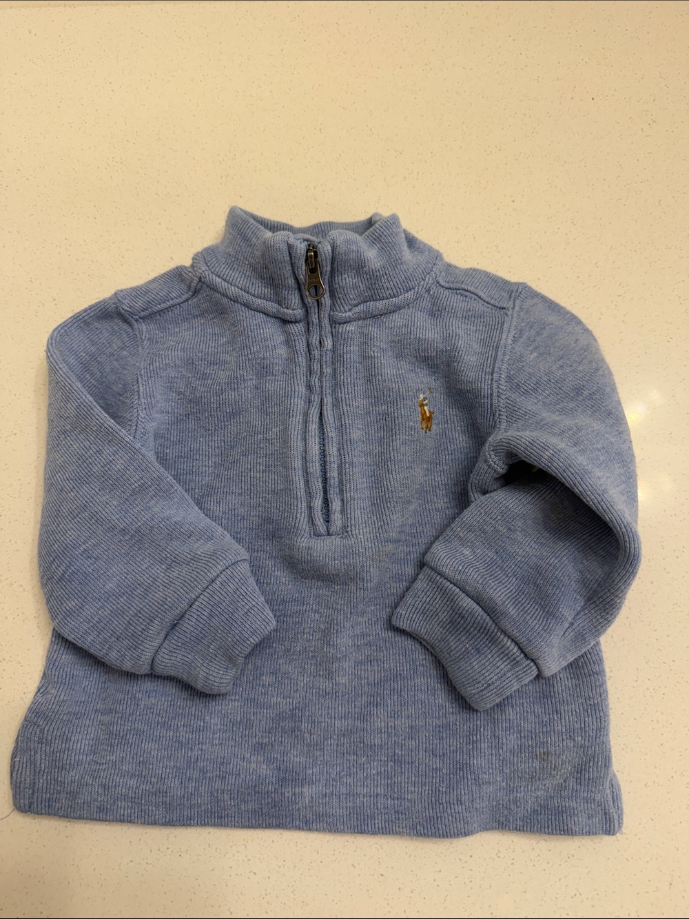 Ralph Lauren Light Blue Half-Zip Knit Sweater - Kids